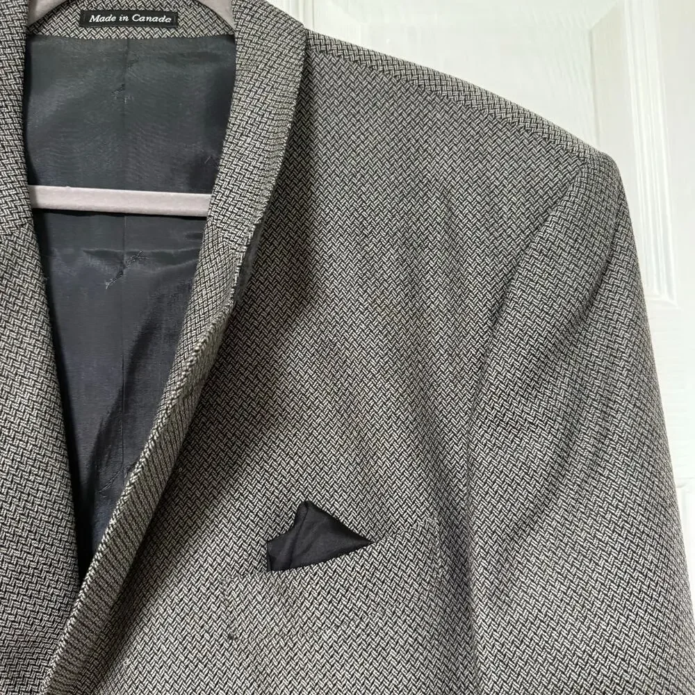 Yves Saint Laurent Men's Chevron 100%Wool Sportscoat Blazer Jacket Size 43R